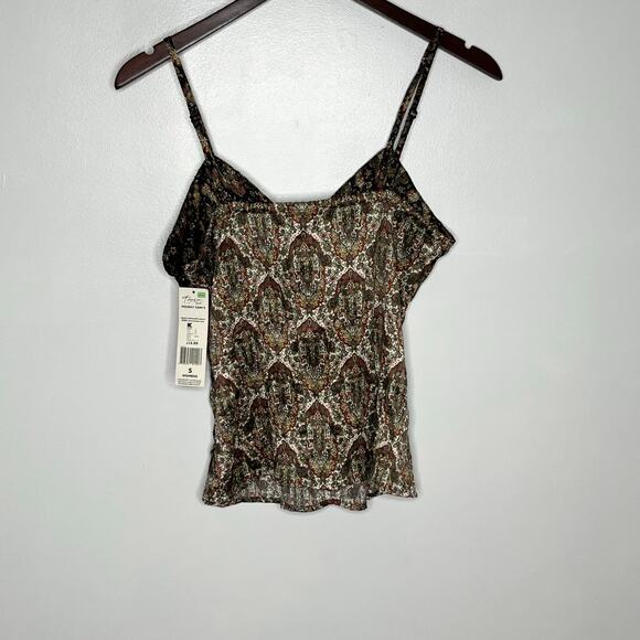 Vintage 90s Y2K Thalia Sodi Babydoll Tank Top Small Brown Floral Bow Deadstock - Picture 7 of 10